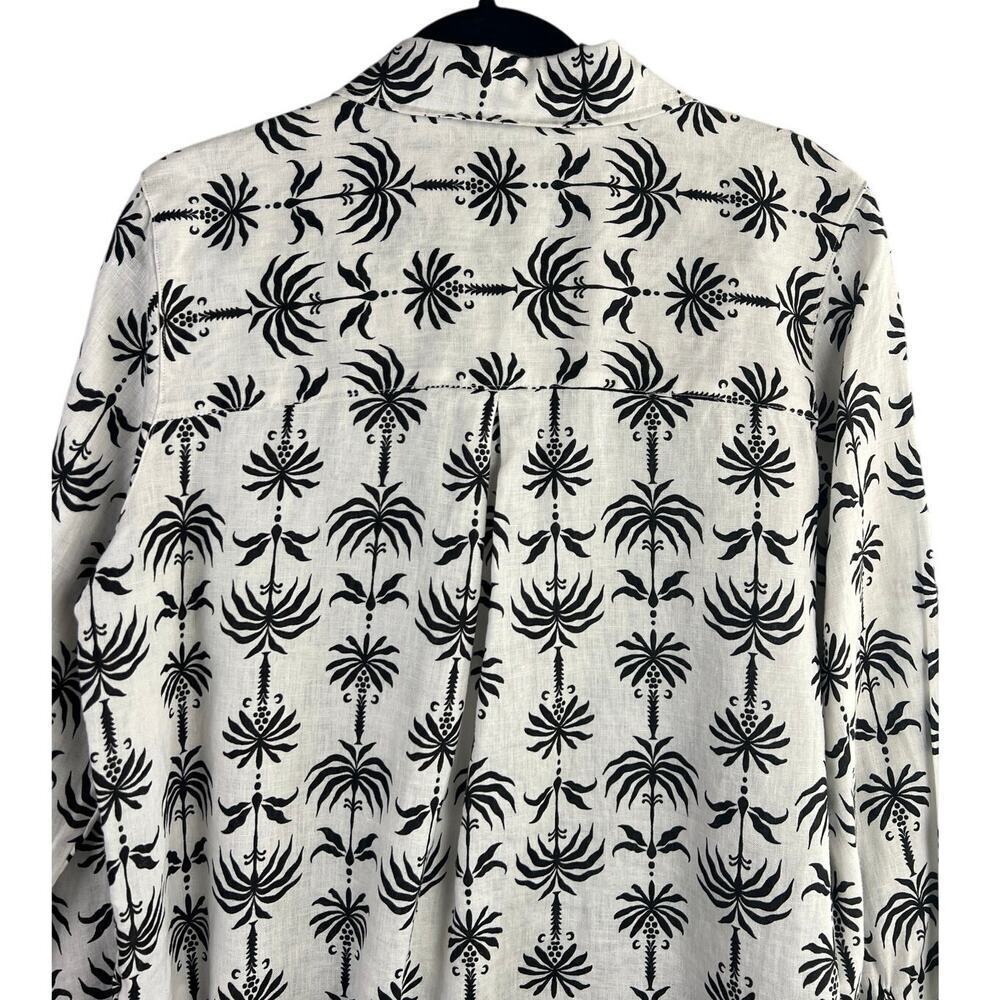 Nicole Miller 100% Linen Black and White Long Sleeve Button Down Size L - Picture 6 of 7